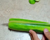 A picture of step 1 of Three colours cucumber 🥗salad...