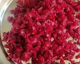 A picture of step 6 of Uttapam with beetroot Dip.