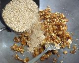 A picture of step 4 of Dates crunchy bite/ laddu.