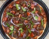 A picture of step 6 of Hot and spicy Beef cheesy pizza.