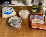 A picture of step 1 of Seafood Pizza.