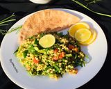 A picture of step 15 of Tabbouleh salad with a twist.