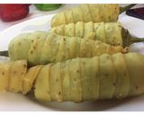 A picture of step 5 of Wrapped Chilli pakora.