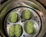 A picture of step 4 of Nuchin unde steamed lentil dumplings.