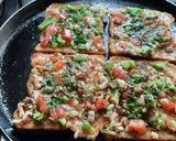 A picture of step 7 of Garlic Brown Bread mix vegetables cheese mini bread pizza.