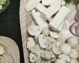 A picture of step 1 of Peri peri paneer mushroom.