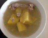 Hình bước làm 4 của món Canh khoai lang thịt bằm nấu nước xương gà
