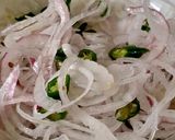 A picture of step 1 of Sirka onion achar.