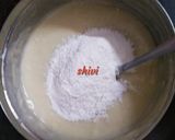 A picture of step 3 of Rabri Rose flavour cake.