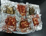 A picture of step 3 of Steam paneer sauce/chattny/ foil peket.