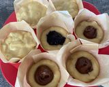 Une image de l'étape 5 de Muffins à la banane, fourrés Chocolat ou Confiture.