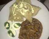 A picture of step 3 of Dumpling served with pastarized chicken stew and minty eggs.