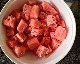 A picture of step 2 of Watermelon, rocket and feta salad.