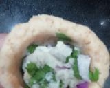 A picture of step 5 of Poha Kachori Chaat.