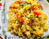 A picture of step 6 of Millet porridge with bacon and vegetables in a multicooker.