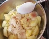 A picture of step 1 of My Little Apple +Peach Crumble. 😁.