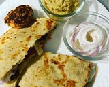 A picture of step 5 of Lebanese stuffed in pita bread.
