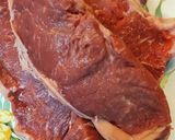 A picture of step 1 of Ribeye Steak with Provençal Mushrooms and Red Potatoes.