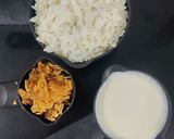 A picture of step 1 of Poha prasadum.