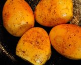 A picture of step 1 of Boiled eggs pan fried WD tumeric powder.