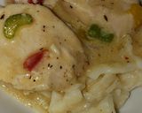 A picture of step 7 of Creamy Tuscan chicken.