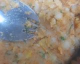 A picture of step 2 of Besan Chilla with Potato Masala Filling.
