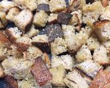 A picture of step 2 of Garlic Sourdough Soup Croutons.