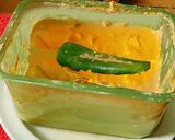 A picture of step 3 of Bajji (fritter) with stuffed Anaheim Chilies.