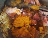 A picture of step 2 of Aaloo gosht.