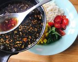 A picture of step 4 of Rice Bowl - Quinoa Rice with Shredded Chicken & Fresh Vegetables.