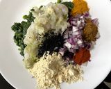 A picture of step 2 of Pui Shak Chingri Bora (Malabar Spinach & Prawn Pakora / Fritters - Bong style).