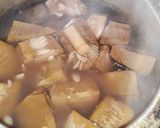 A picture of step 2 of Chakka kuzhachathu raw jackfruit curry with millet pitha.
