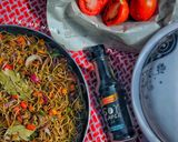 A picture of step 7 of Beef stir fry pasta.