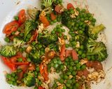 A picture of step 1 of Maggie Noodles with egg and vegetables.Avocado Deviled Eggs.