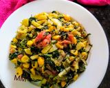 A picture of step 3 of Leafy Methi Saag with Corn.