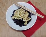 Pas rețetă Tagliatelle din omletă cu varză roșie și morcov 10 fotografie