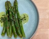 A picture of step 2 of Asparagus in wild garlic and lemon butter.