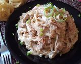 A picture of step 9 of Fettuccine Alfredo Pasta.
