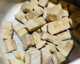 A picture of step 1 of Panasa Kasha (jackfruit/Katahal Masala).