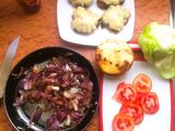 Juicy homemade burgers-with caramelized onions