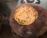 A picture of step 6 of Green garlic laccha paratha with matar paneer.