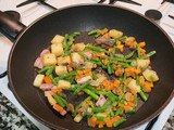 Filete de salmón con panache de verduras