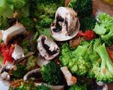 A picture of step 3 of Sig's Broccoli, Mushroom Salad with Yogurt Mustard dressing.