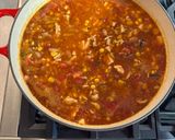 A picture of step 3 of Rotisserie Smoked Chicken Taco Soup.