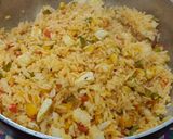 A picture of step 7 of Schezwan Rice.