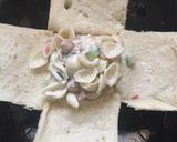 A picture of step 3 of Cold Pasta sandwich (in quaid e azam tomb shape).