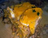 Foto del paso 8 de la receta: 🧡🤤Pastel de carne, puré mixto de papa y calabaza, corazón de queso cremoso, cheddar y toque de 🌿
