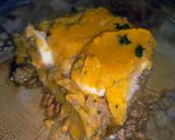 Foto del paso 8 de la receta: 🧡🤤Pastel de carne, puré mixto de papa y calabaza, corazón de queso cremoso, cheddar y toque de 🌿