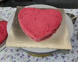 A picture of step 7 of Heart shape red velvet cake.