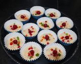 A picture of step 5 of Christmas special vanilla tutti fruti cup cakes.